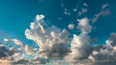 Clouds - Wide - Puffy White with Blue Sky - Establishing Stock Footage 267290377