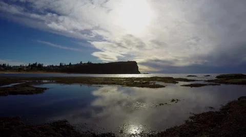 Clouds in winter move past a headland in Time Lapse. Видео 63324402