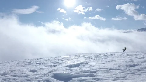 Clouds at winter snowy ski resort Stock Footage 104220445