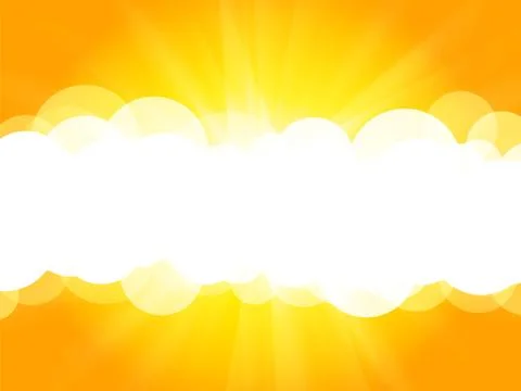 Clouds yellow background with rays Stock Illustration