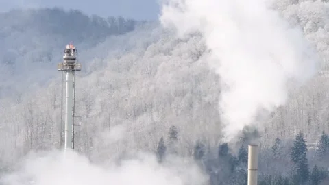 In the cloudsc sup close up fire mountain cold winter background Stock Footage 257942344