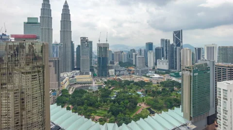 Cloudscape aerial view of Kuala Lumpur city skyline. Time lapse. Stock Footage