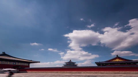 The cloudscape and the main hall of the Temple of Heaven in Beijing,China Stock-Footage 40390486