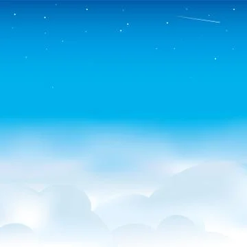 Cloudscape background. Open sky with clouds and stars. Stock Illustration