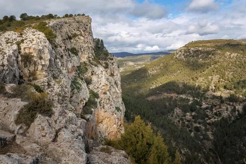 Cloudscape of the Barranc del Cint and the Alt de les Pedreres, Alcoy, Spain Stockfoto's