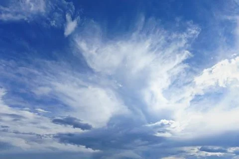 Cloudscape with beautiful clouds against blue sky Stock Photos