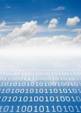 Cloudscape with binary code Stock Photos