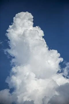 Cloudscape. Blue sky and white cloud. Sunny day. Cumulus cloud. Stockfoto's