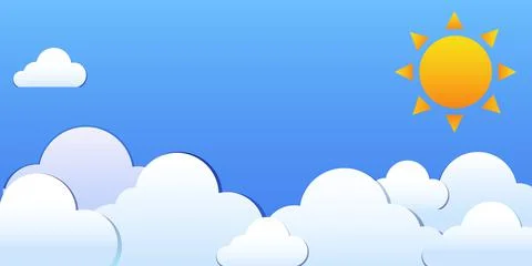 Cloudscape , blue sky with clouds and sun Stock Illustration