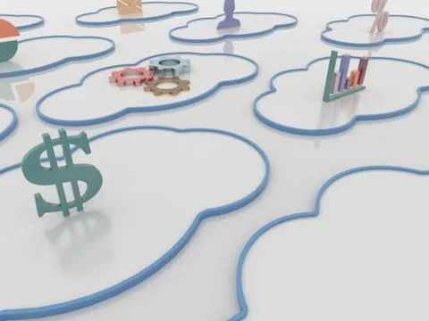 Cloudscape Cloud Computing Concept Background with Symbols Stock Illustration