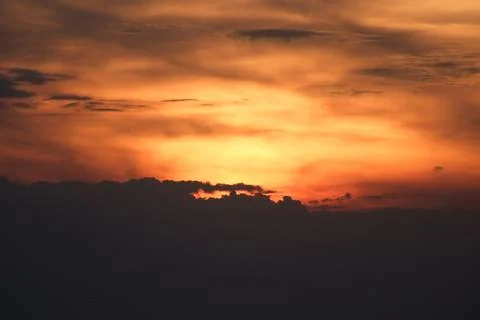 Cloudscape, Colored Clouds at Sunset near the Sea. Foto stock