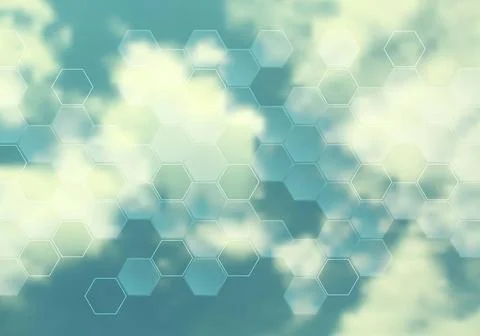 Cloudscape design with hexagon texture Cloudscape abstract design with hex... Stock Photos