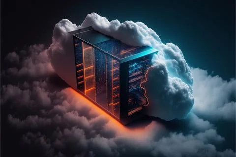 Cloudscape digital online service for global network. Server cloud data storage Stock Illustration