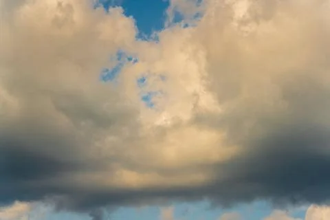  Cloudscape, dramatic clouds floating across blue sky weather change befor... Stock Photos