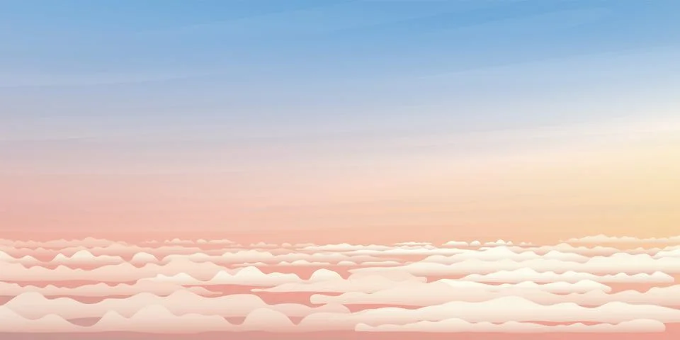 Cloudscape with dramatic sky background vector illustration. Sunset sky con.. Stock Illustration