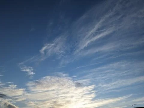 Cloudscape Fluffy White Clouds and Blue Sky Brooding for Background Stock Photos