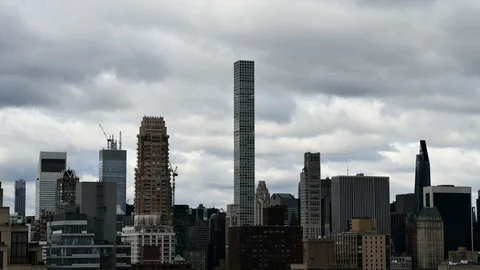 Cloudscape Manhattan Skyscrapers Stock Footage 128270044