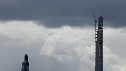 Cloudscape Manhattan Skyscrapers Stock Footage 128530835