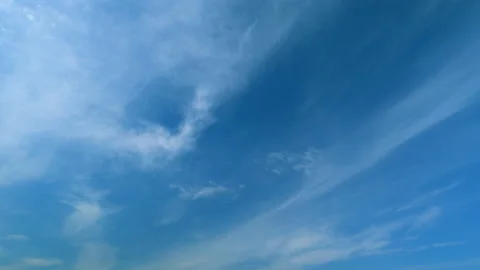 Cloudscape moving on beautiful bright sunny clear blue sky. Cirrostratus Stock Footage 212163741