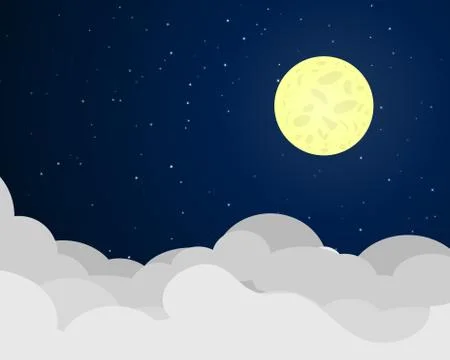 Cloudscape at night with full moon Stock Illustration
