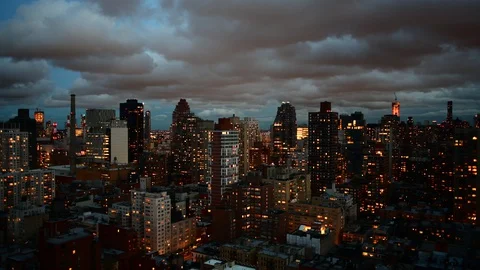 Cloudscape  Night Manhattan Skyscrapers Stock Footage 129277011