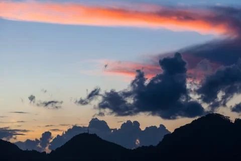Cloudscape over Mahe Island at Sunset Stock Photos
