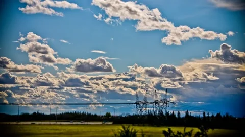 Cloudscape over powerlines Stockbeeldmateriaal 41301342