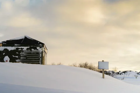 Cloudscape over snowy winter environment timelapse Stock Footage 60972828