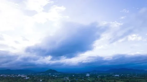 Cloudscape, passing clouds over the mountains, time lapse Stock Footage 139784464