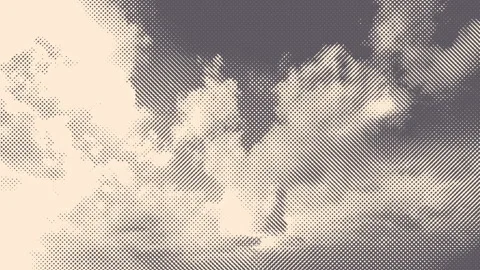 Cloudscape in a retro style grid of dots, like a comic animated. Stock Footage 150736311