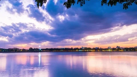 Cloudscape on the sunset sky background, timelapse Stock Footage 82189423