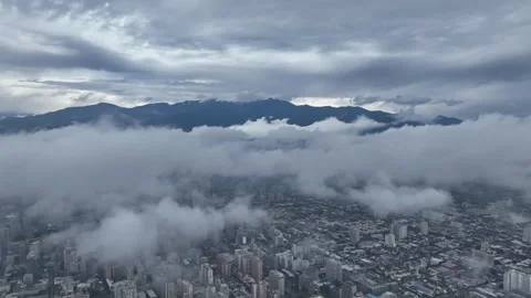 Cloudscape Symphony: A Drone's View of Santiago's Urban Sea Stock Footage 261756711