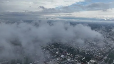 Cloudscape Symphony: A Drone's View of Santiago's Urban Sea Stock Footage 261758509