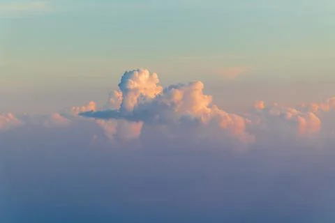 Cloudscape with text space at sunrise with warm and blue color gradations Photos