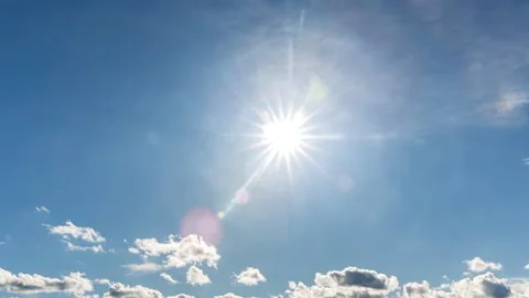 Cloudscape Time-Lapse with clear blue Sky and crispy Sun Stock Footage 139862319