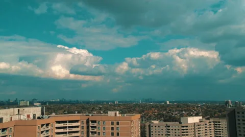 Cloudscape time lapse over distant city Stock Footage 55618467