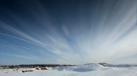 Cloudscape time lapse on winter desert Stock Footage