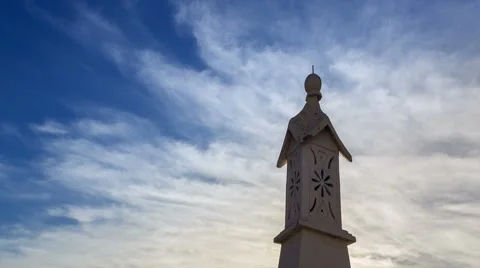 Cloudscape timelapse and Chimney-Zoom In Stock Footage 54016413
