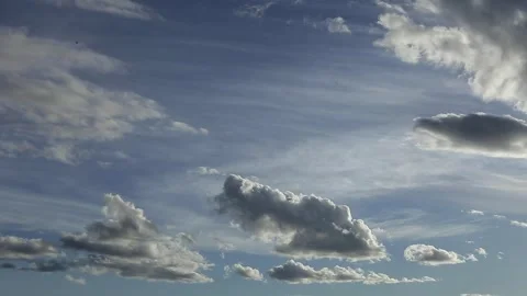 Cloudscape Timelapse: Cirrus and Cumulus Clouds Movement on Blue Sky Stockbeeldmateriaal 321906280
