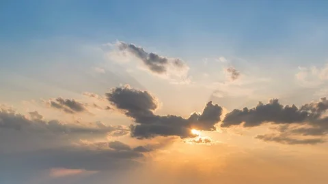 Cloudscape timelapse of sunset sky clouds with nice blue and yellow colors Stock Footage 120018932