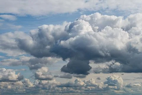 Cloudscape In Winter Blue Sky. Clouds for Background. Light Gradient Color. Sky Stock Photos