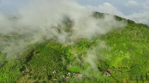 Cloudtop Serenade: Aerial Exploration of 4K Mountain Majesty in the Jungle Stock Footage 244472937