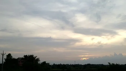 Clouduy Rural Sunset Stock Footage 127084357