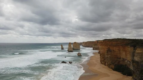 Cloudy 12 Apostle Stock Footage 101557025