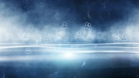 CLoudy abstract digital waves with people icons looping 스톡 동영상 333215950