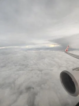 Cloudy Aerial View from Plane Stock Photos