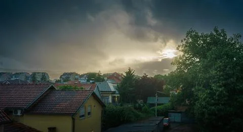 A cloudy but also sunny spring day in the Balkans Stockfoto's