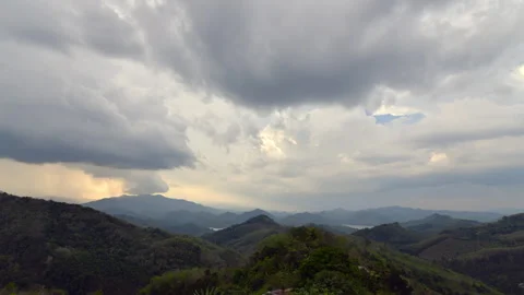Cloudy and rain with mountain from View Point, Thailand Stock Footage 242821648