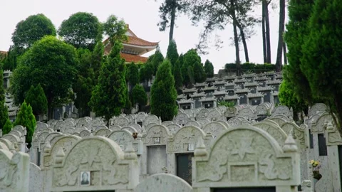Cloudy and Rainy Cemetery in Wuhan 01 Stock Footage 305607181