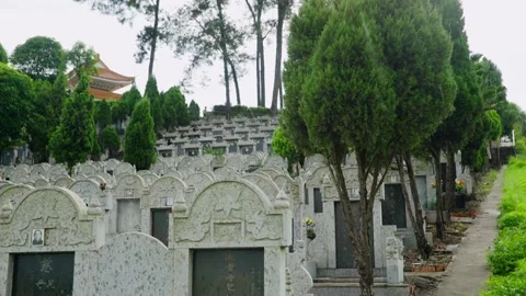 Cloudy and Rainy Cemetery in Wuhan 02 Stock Footage 305608625